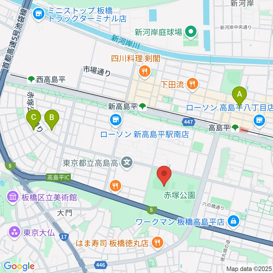 赤塚公園野球場周辺のホテル一覧地図