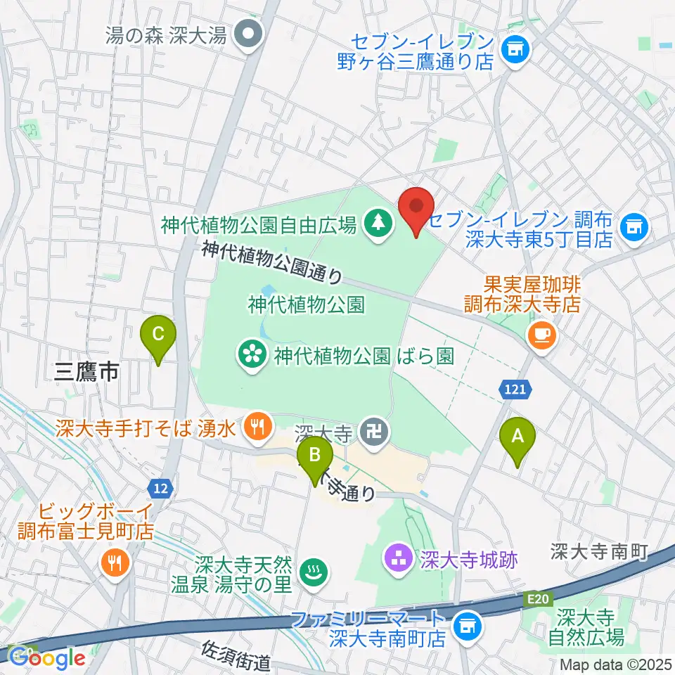 調布市総合体育館周辺のホテル一覧地図