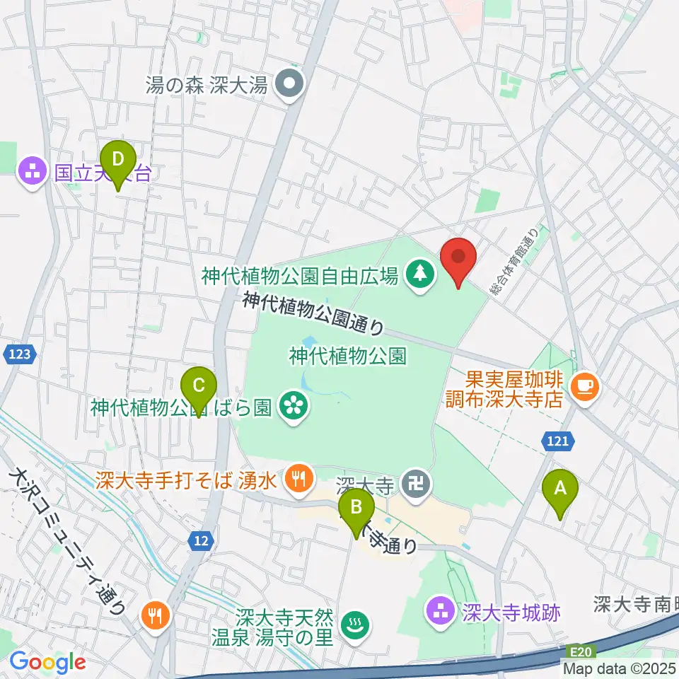 調布市総合体育館周辺のホテル一覧地図
