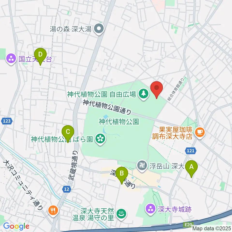 調布市総合体育館周辺のホテル一覧地図
