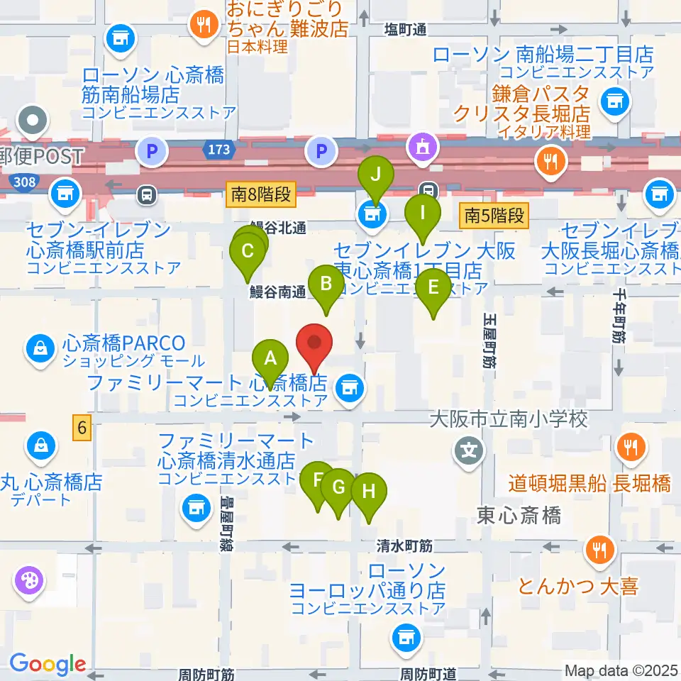 ベースオントップ東心斎橋店周辺のホテル一覧地図