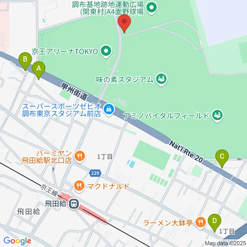 ミズノフットサルプラザ調布周辺のホテル一覧地図