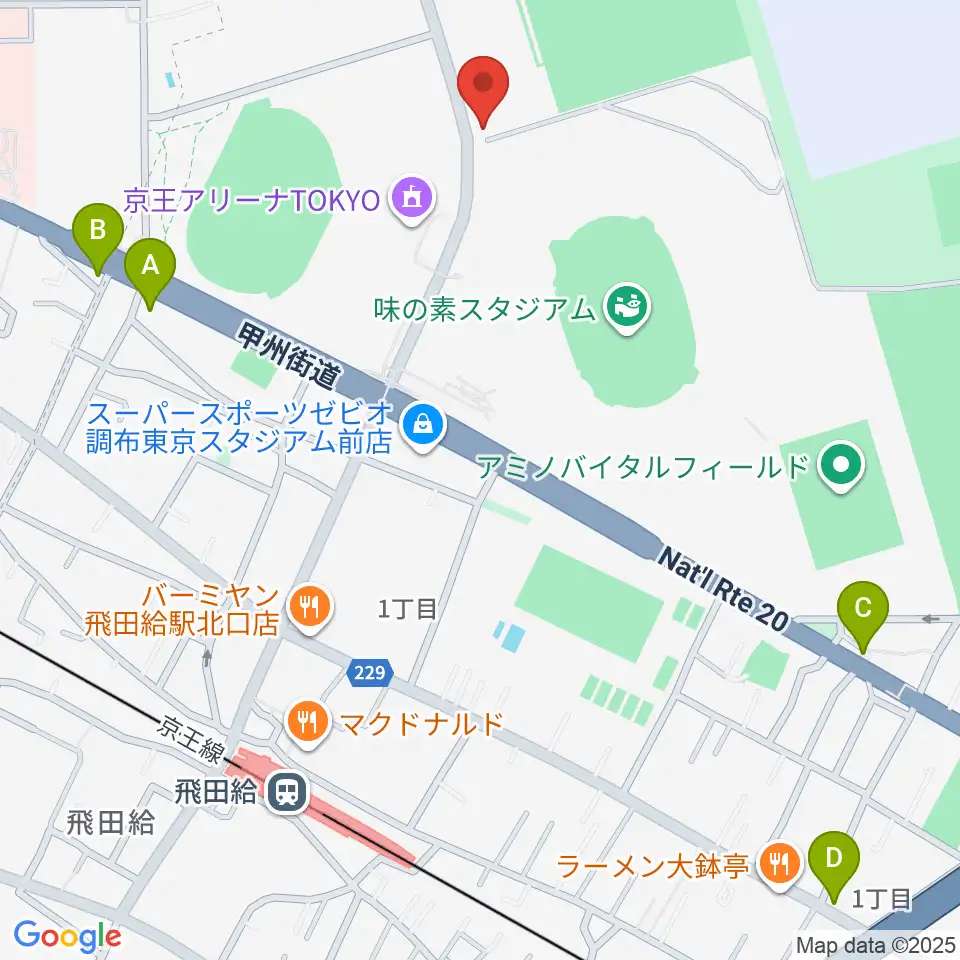 ミズノフットサルプラザ調布周辺のホテル一覧地図