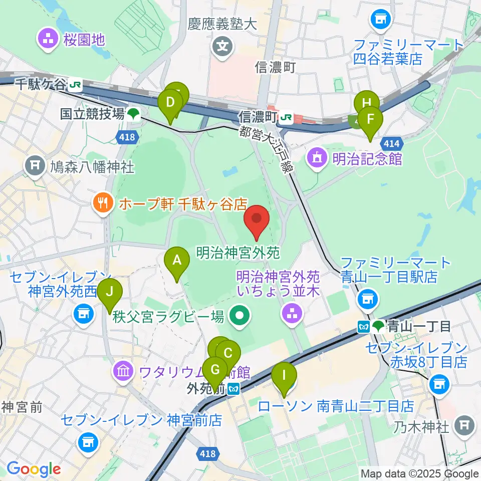 明治神宮外苑軟式球場周辺のホテル一覧地図