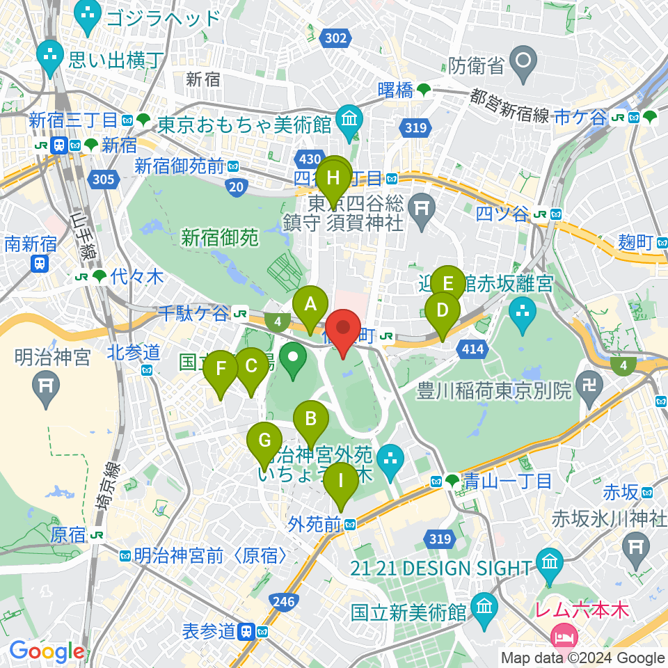 聖徳記念絵画館周辺のホテル一覧地図