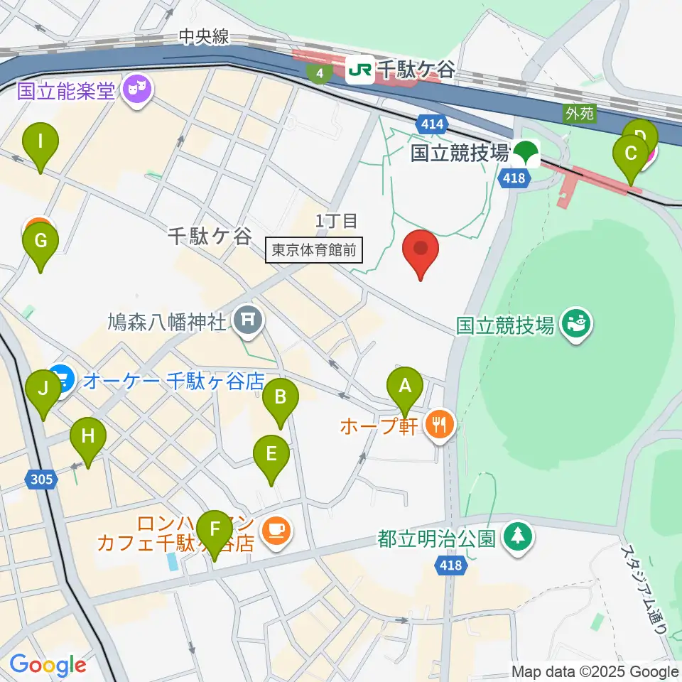 東京体育館フットサルコート周辺のホテル一覧地図