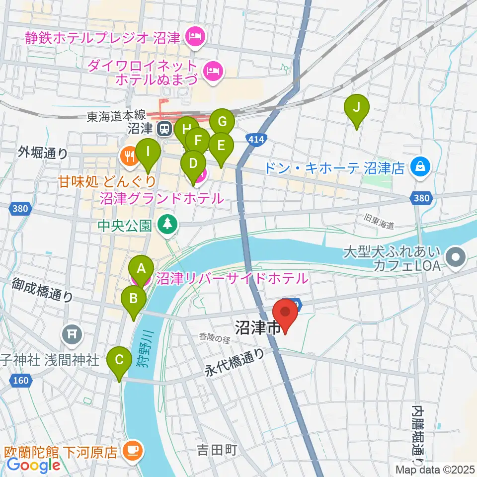 香陵アリーナ 沼津市総合体育館周辺のホテル一覧地図
