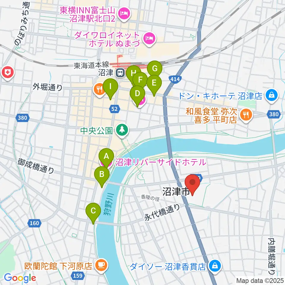 香陵アリーナ 沼津市総合体育館周辺のホテル一覧地図