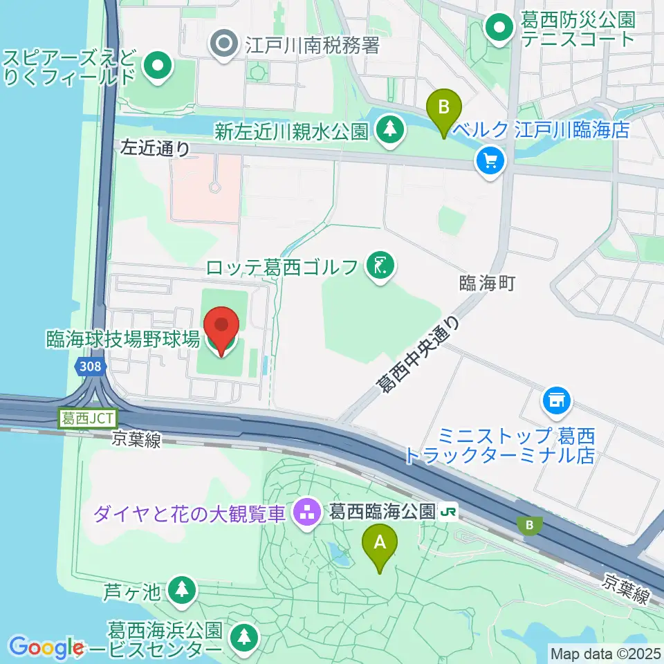 江戸川区臨海球技場野球場周辺のホテル一覧地図