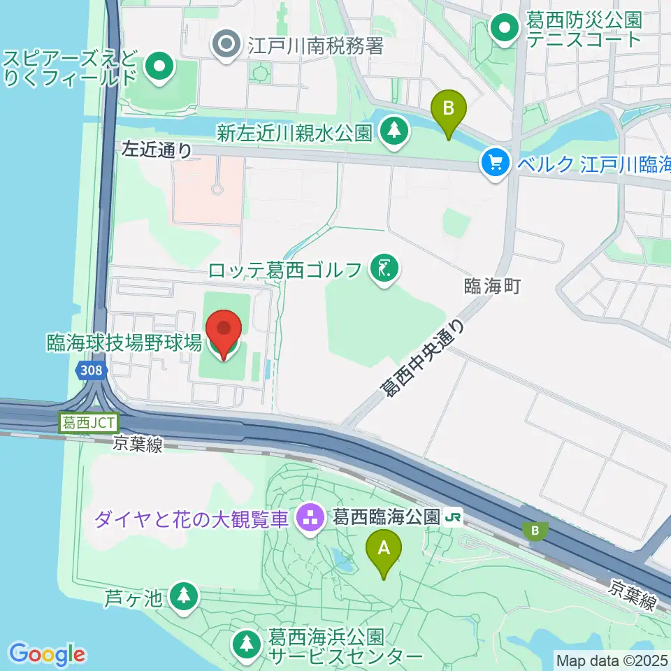 江戸川区臨海球技場野球場周辺のホテル一覧地図