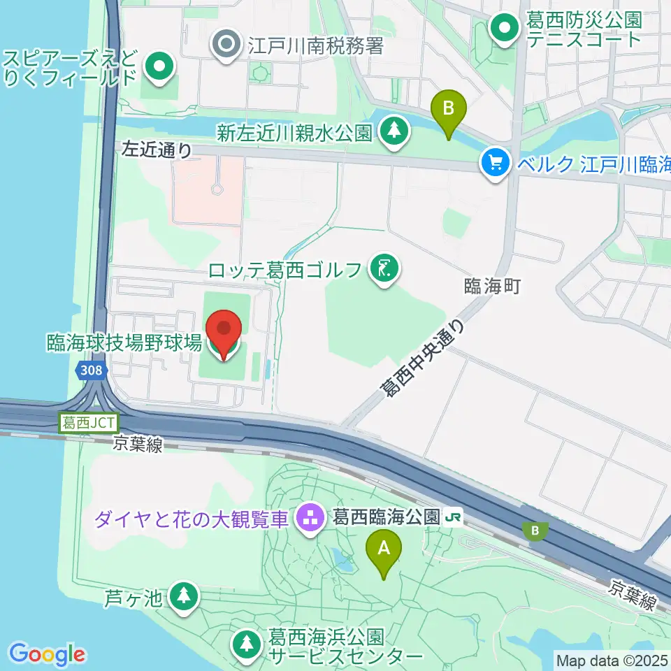 江戸川区臨海球技場野球場周辺のホテル一覧地図