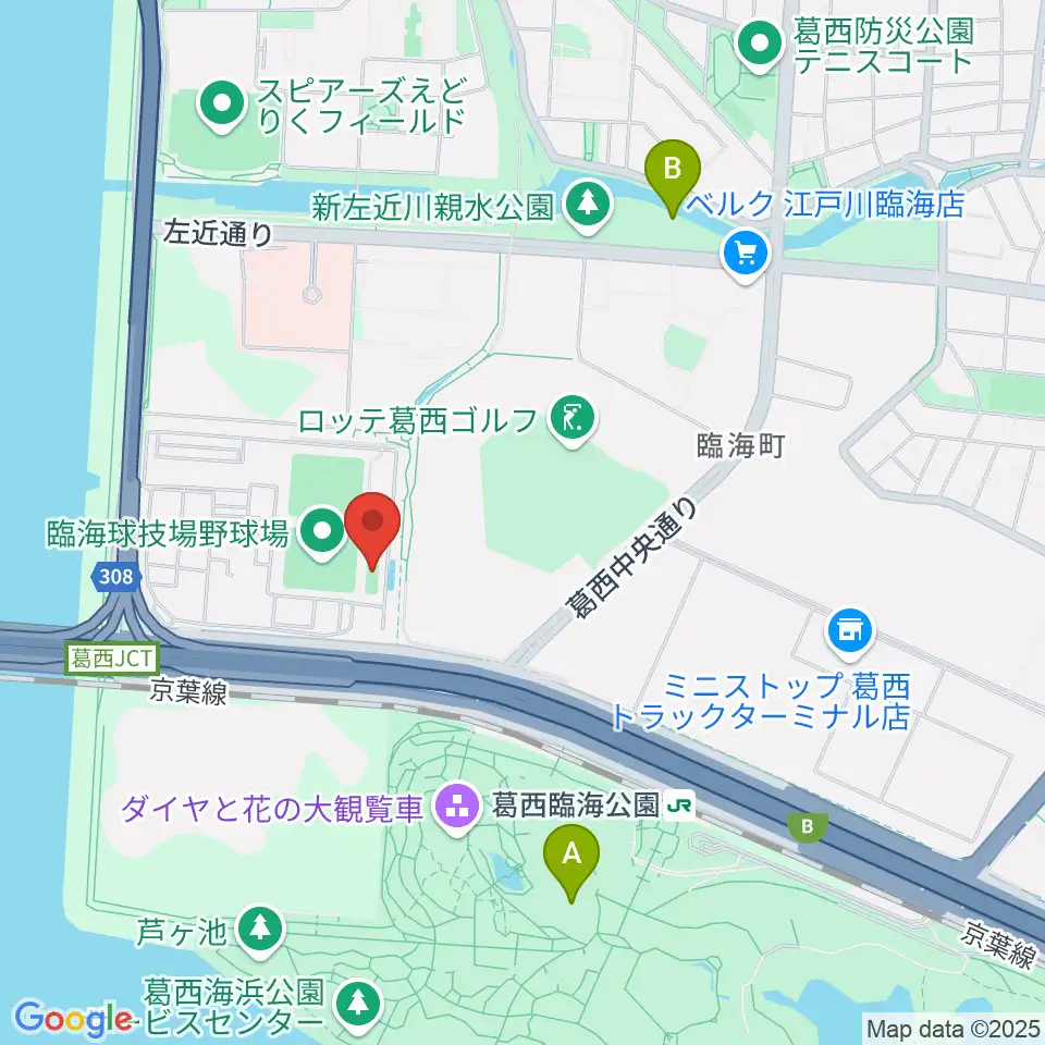 江戸川区臨海球技場フットサルコート周辺のホテル一覧地図