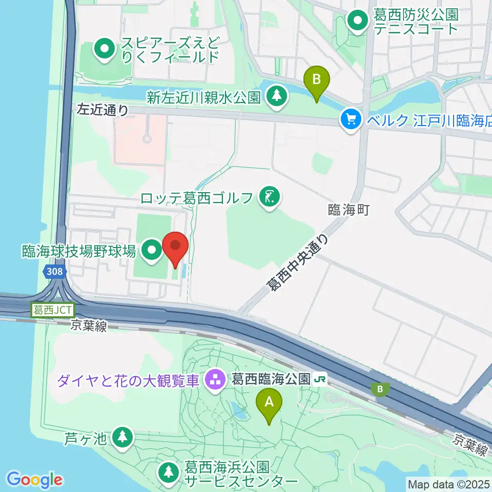 江戸川区臨海球技場フットサルコート周辺のホテル一覧地図