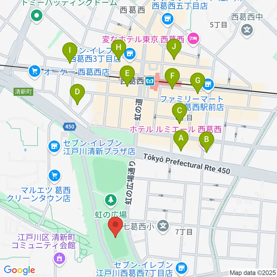 西葛西少年野球広場周辺のホテル一覧地図