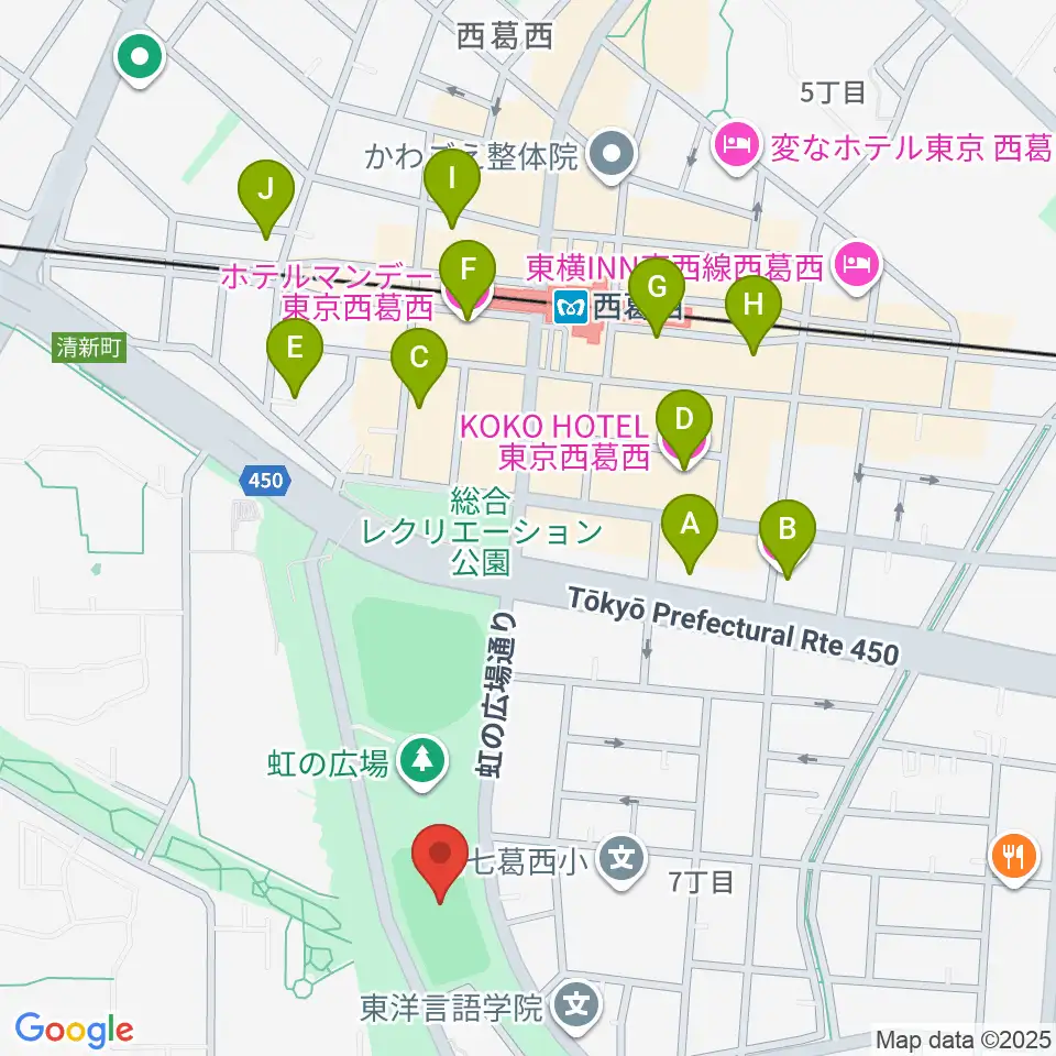 西葛西少年野球広場周辺のホテル一覧地図