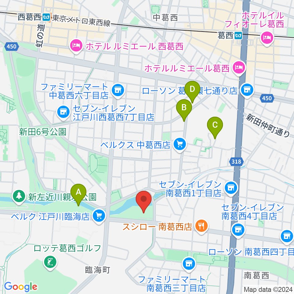 葛西ラグビースポーツパーク周辺のホテル一覧地図