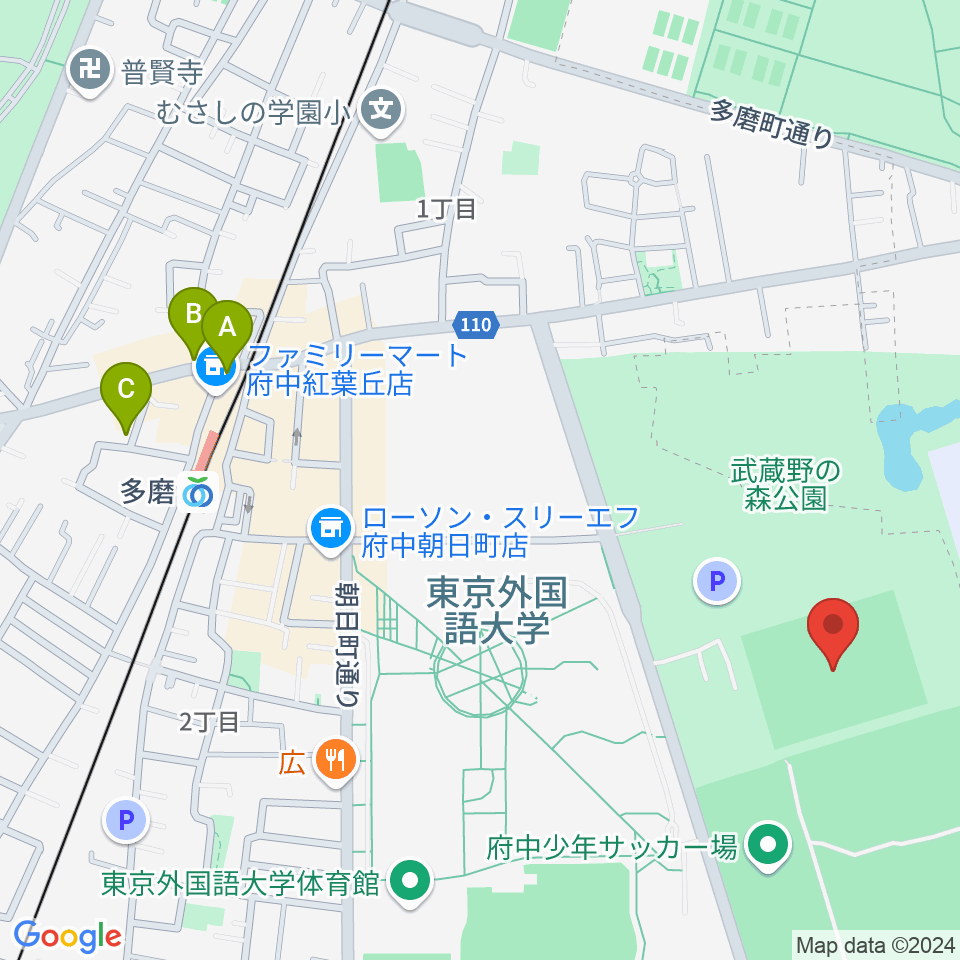 府中朝日フットボールパーク周辺のホテル一覧地図