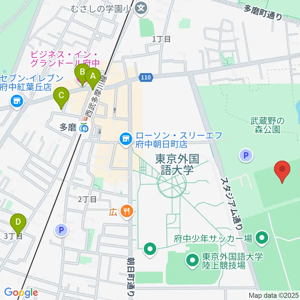 府中朝日フットボールパーク周辺のホテル一覧地図