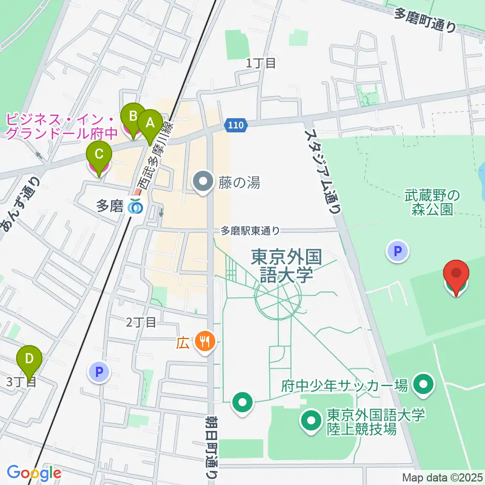 府中朝日フットボールパーク周辺のホテル一覧地図