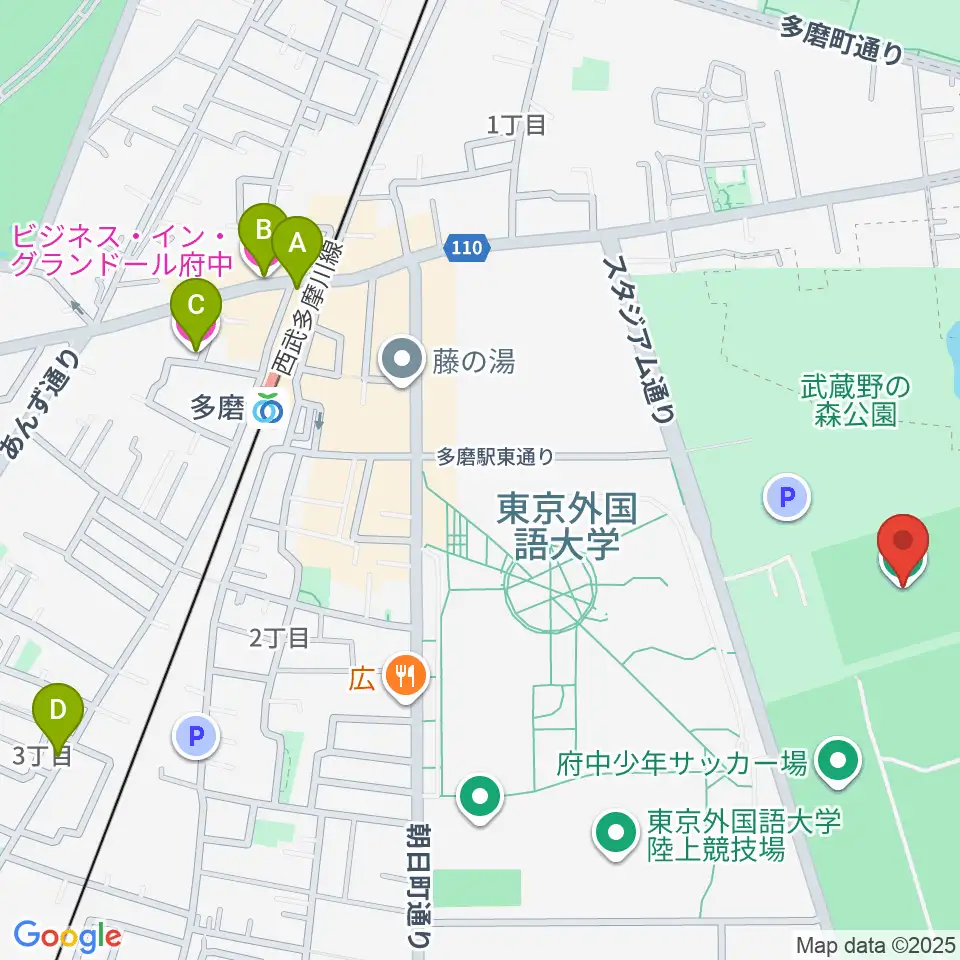 府中朝日フットボールパーク周辺のホテル一覧地図