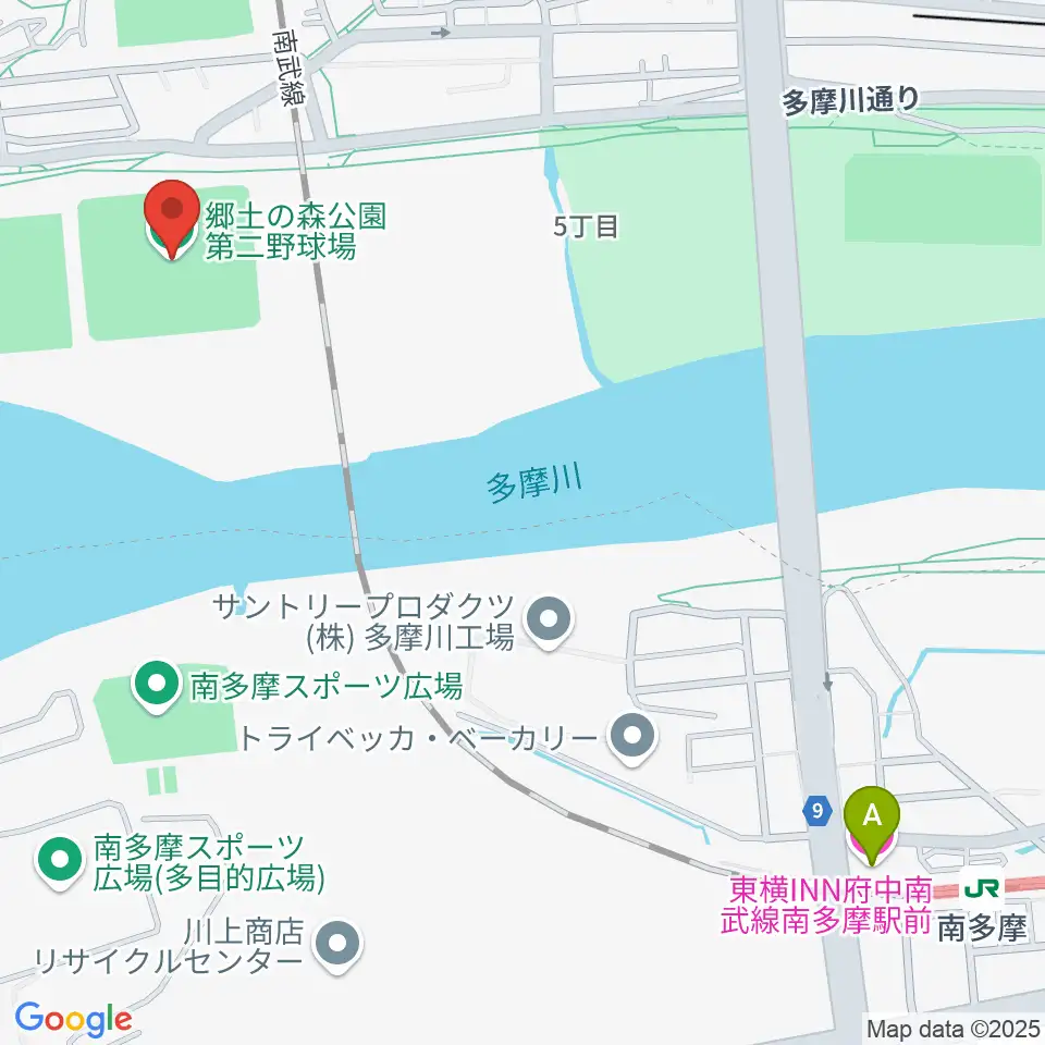 郷土の森第二野球場周辺のホテル一覧地図