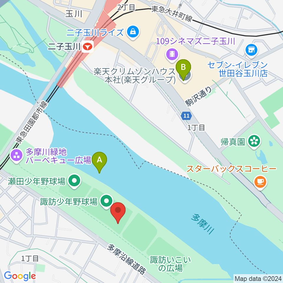 諏訪球場周辺のホテル一覧地図