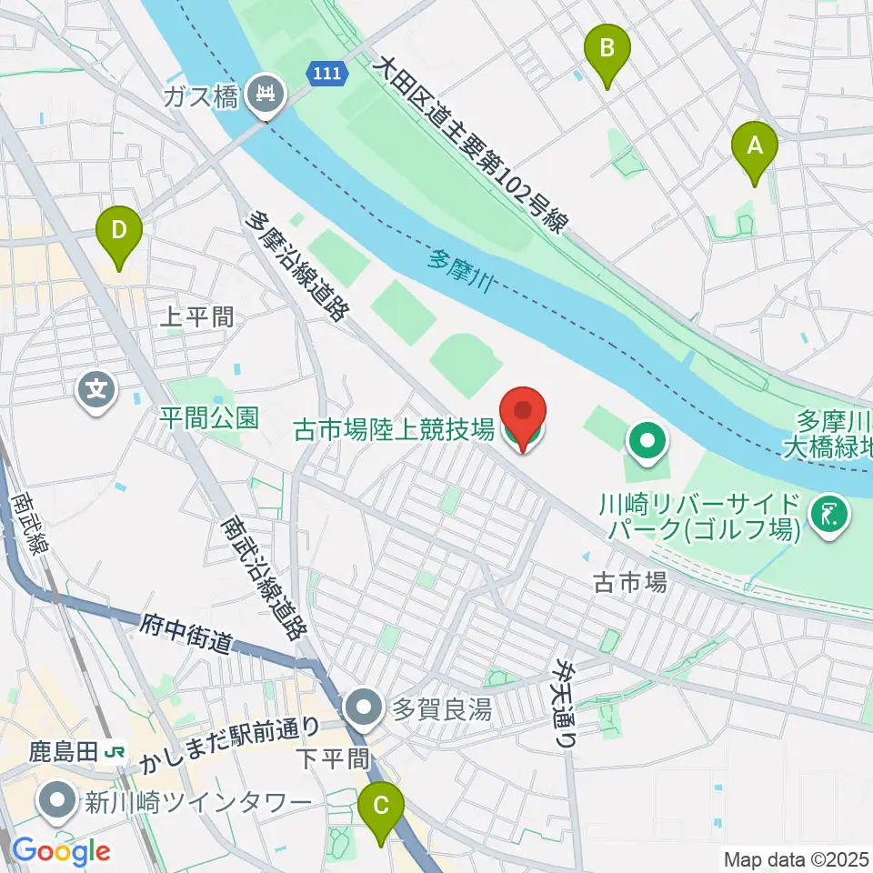 古市場陸上競技場周辺のホテル一覧地図