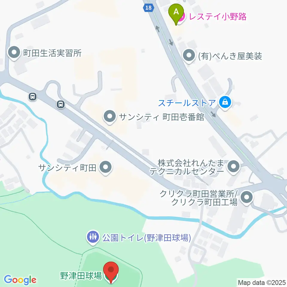 野津田球場周辺のホテル一覧地図