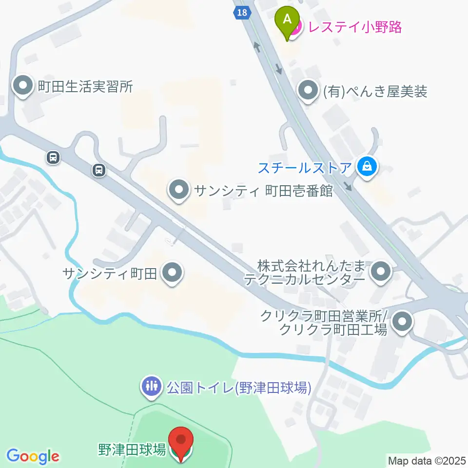 野津田球場周辺のホテル一覧地図