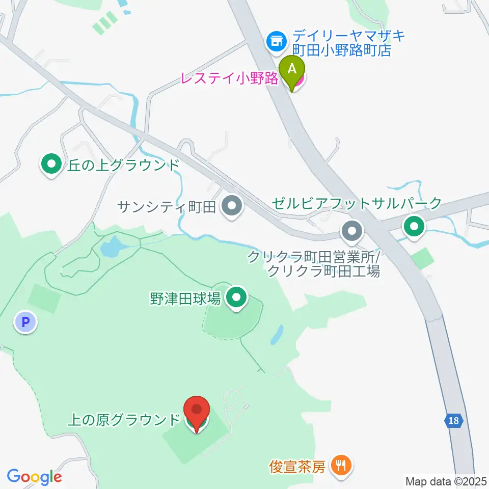 上の原グラウンド周辺のホテル一覧地図