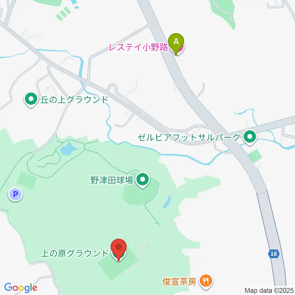 上の原グラウンド周辺のホテル一覧地図