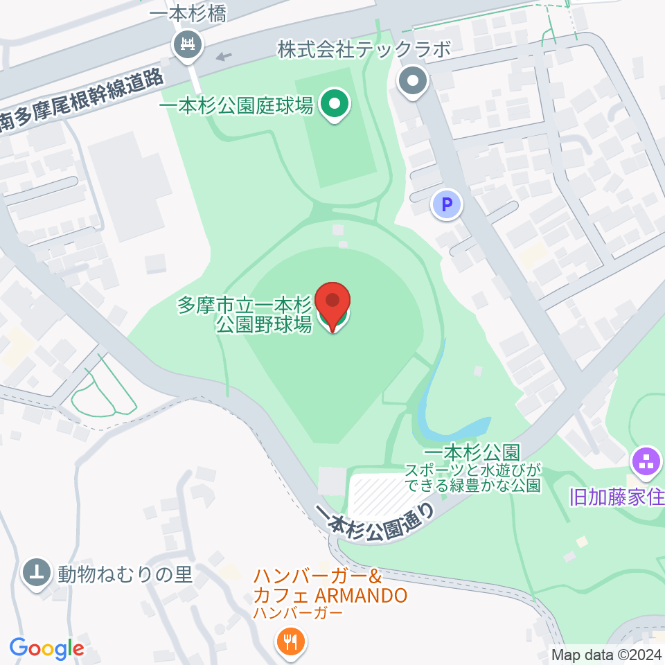 一本杉公園野球場周辺のホテル一覧地図