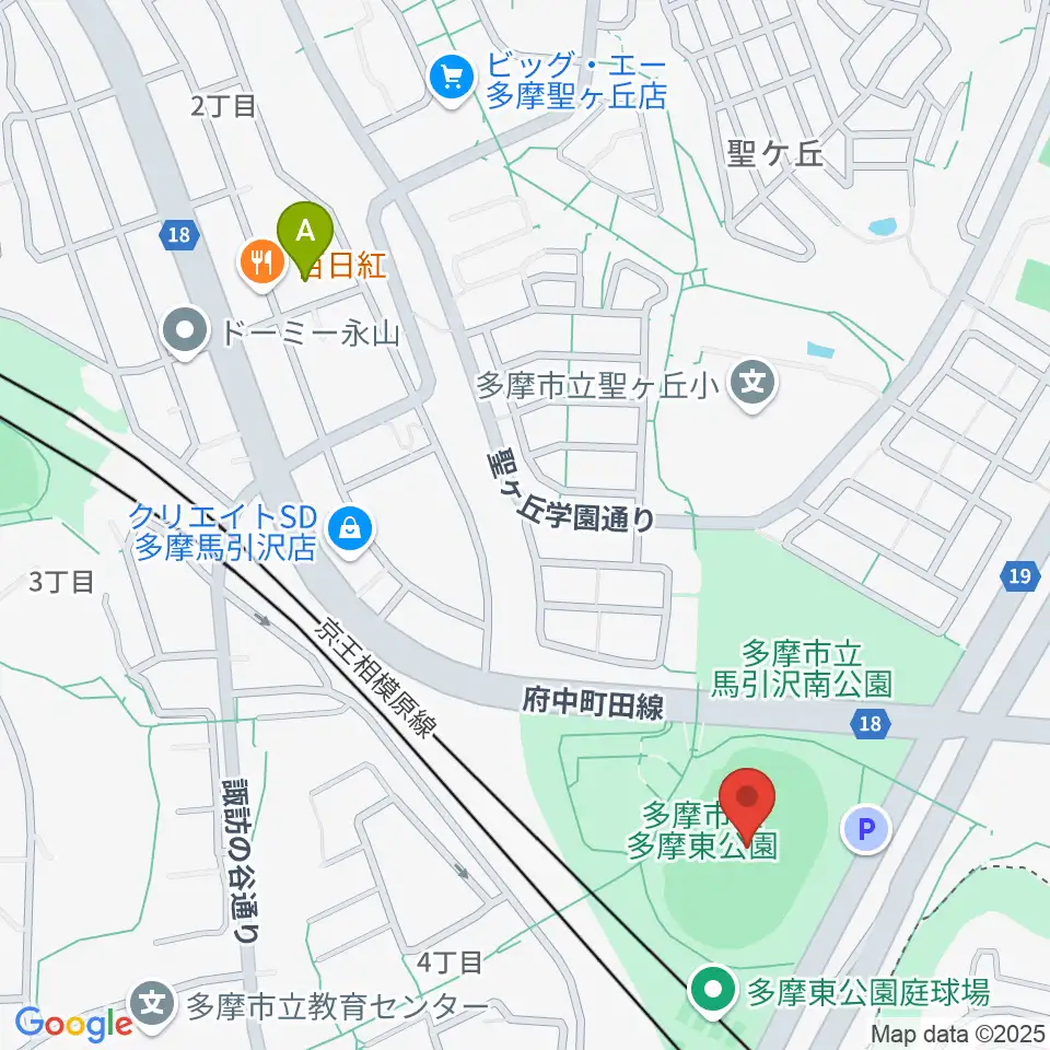 多摩市立陸上競技場周辺のホテル一覧地図