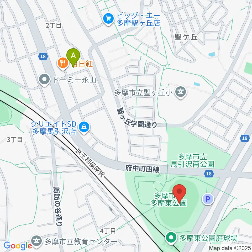 多摩市立陸上競技場周辺のホテル一覧地図