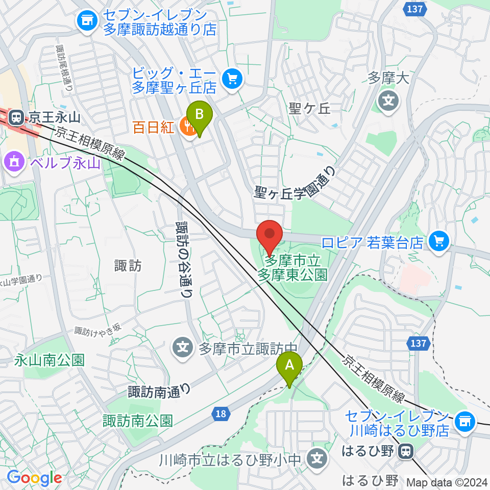 多摩市立武道館周辺のホテル一覧地図