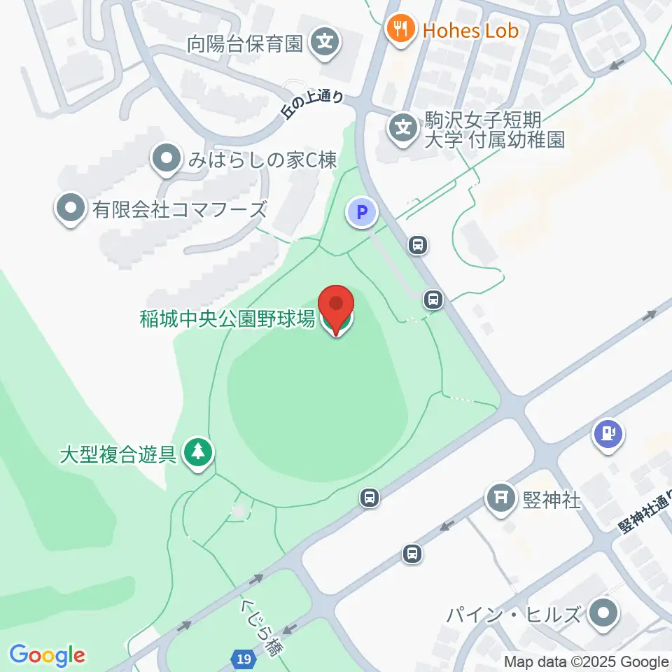 稲城中央公園野球場周辺のホテル一覧地図