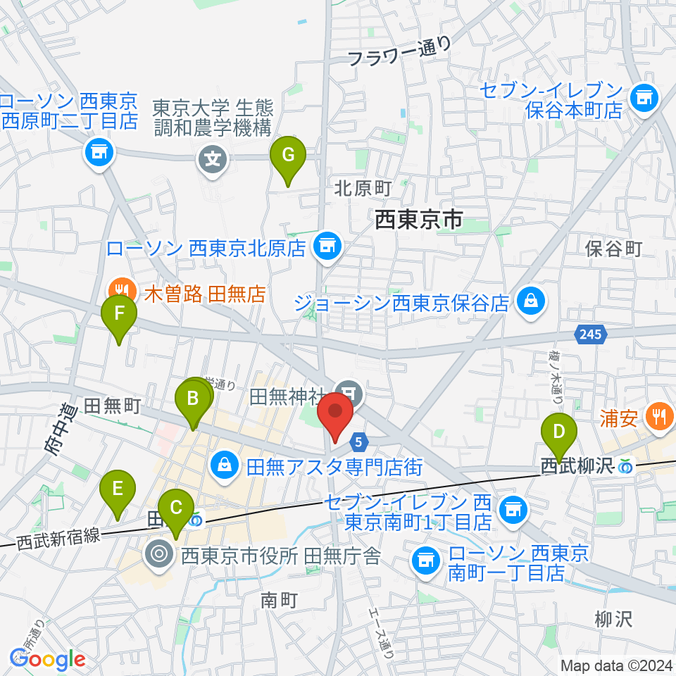 J:COMコール田無周辺のホテル一覧地図