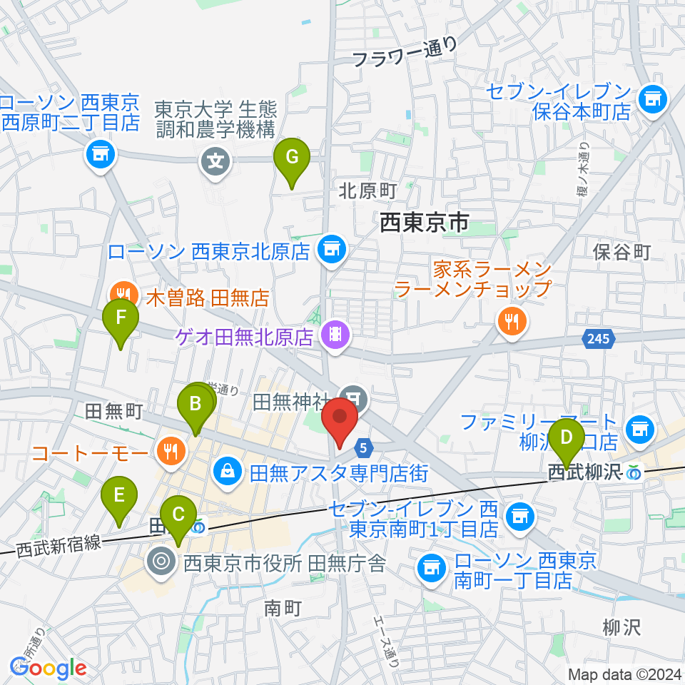 J:COMコール田無周辺のホテル一覧地図