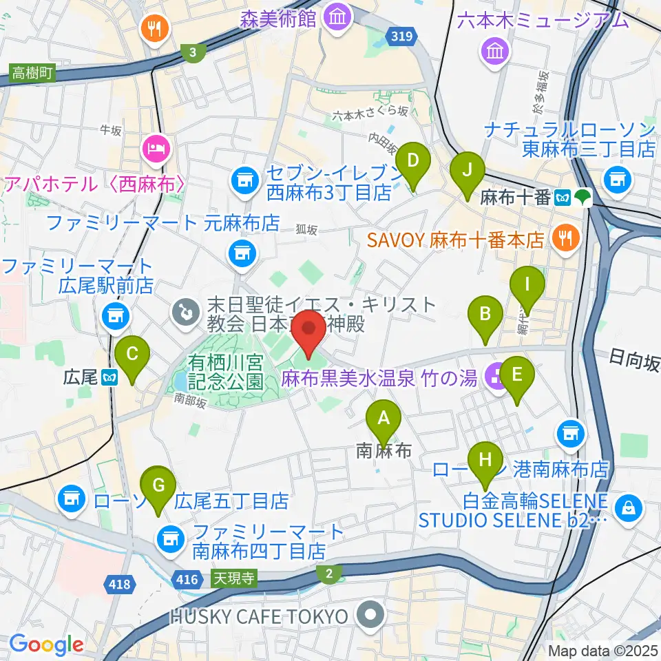麻布運動場軟式野球場周辺のホテル一覧地図