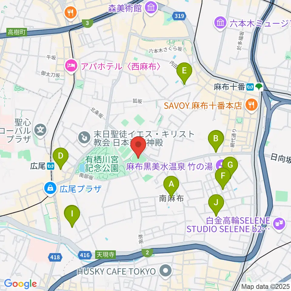 麻布運動場軟式野球場周辺のホテル一覧地図