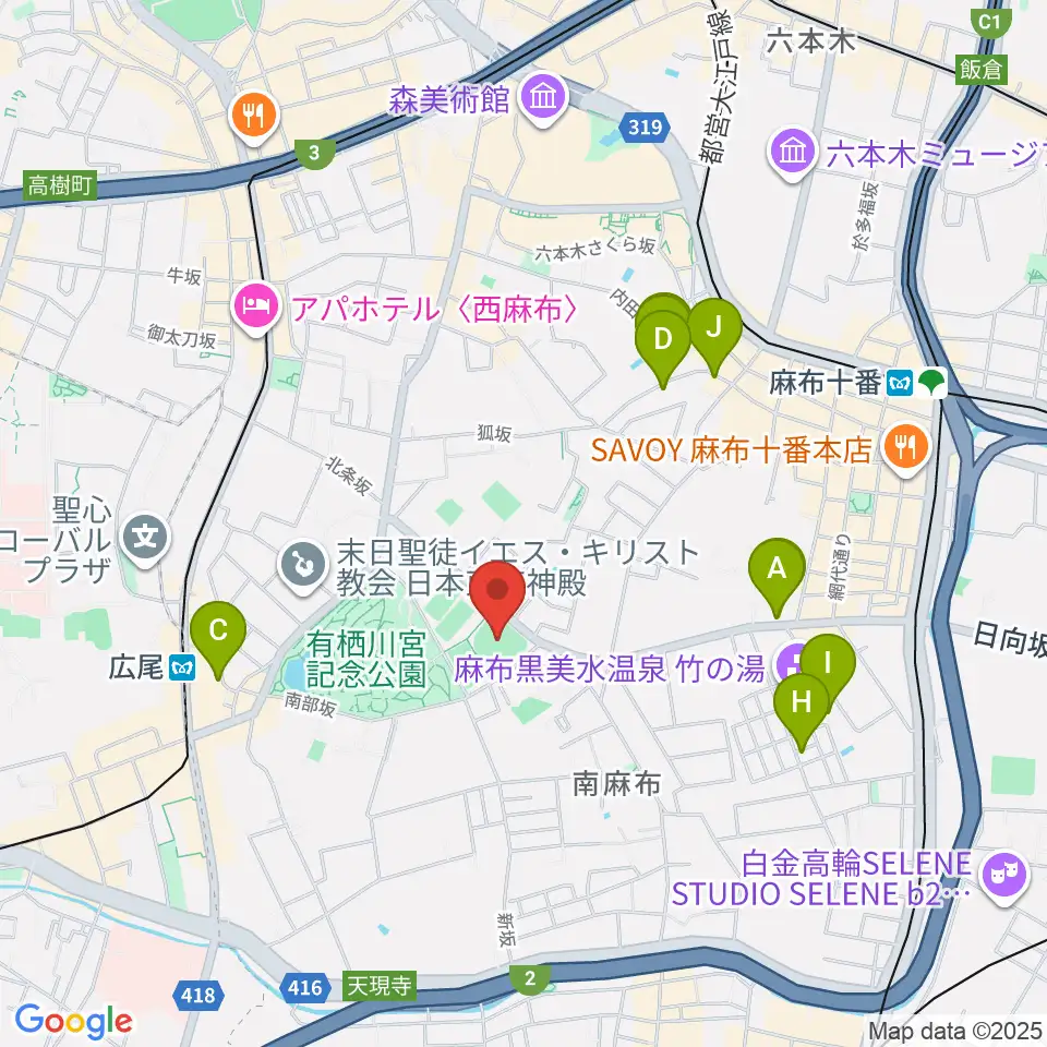 麻布運動場軟式野球場周辺のホテル一覧地図