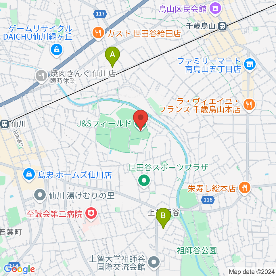 J&Sフィールド周辺のホテル一覧地図