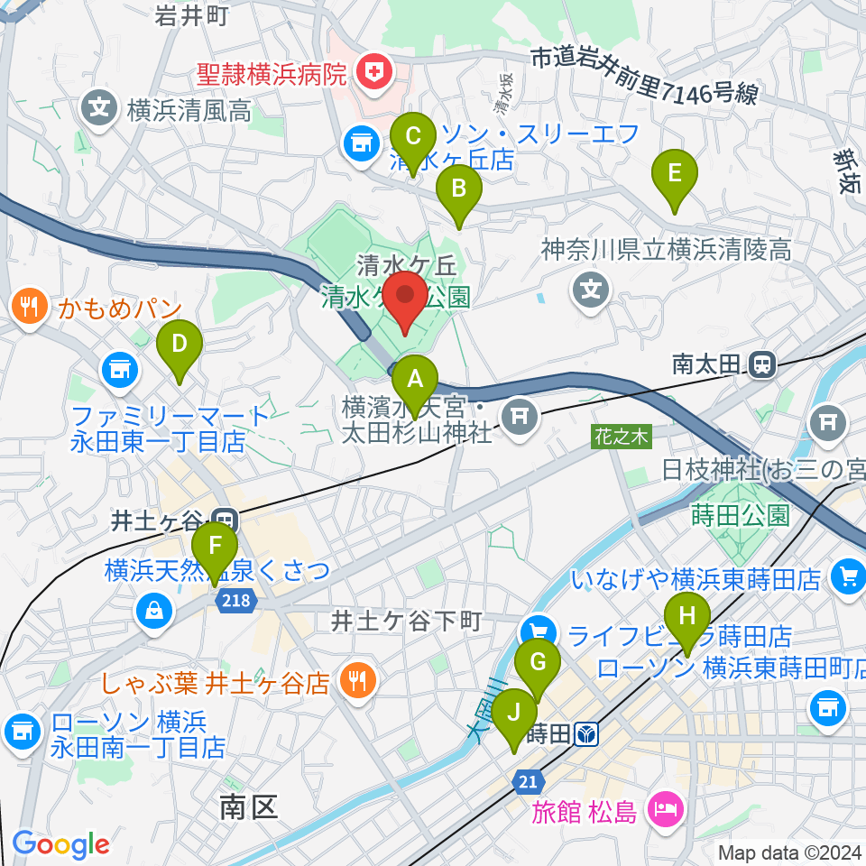 清水ケ丘公園体育館周辺のホテル一覧地図