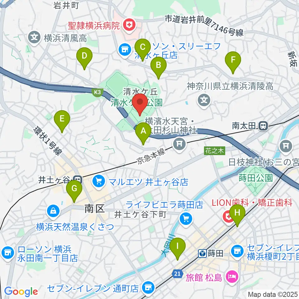 清水ケ丘公園体育館周辺のホテル一覧地図