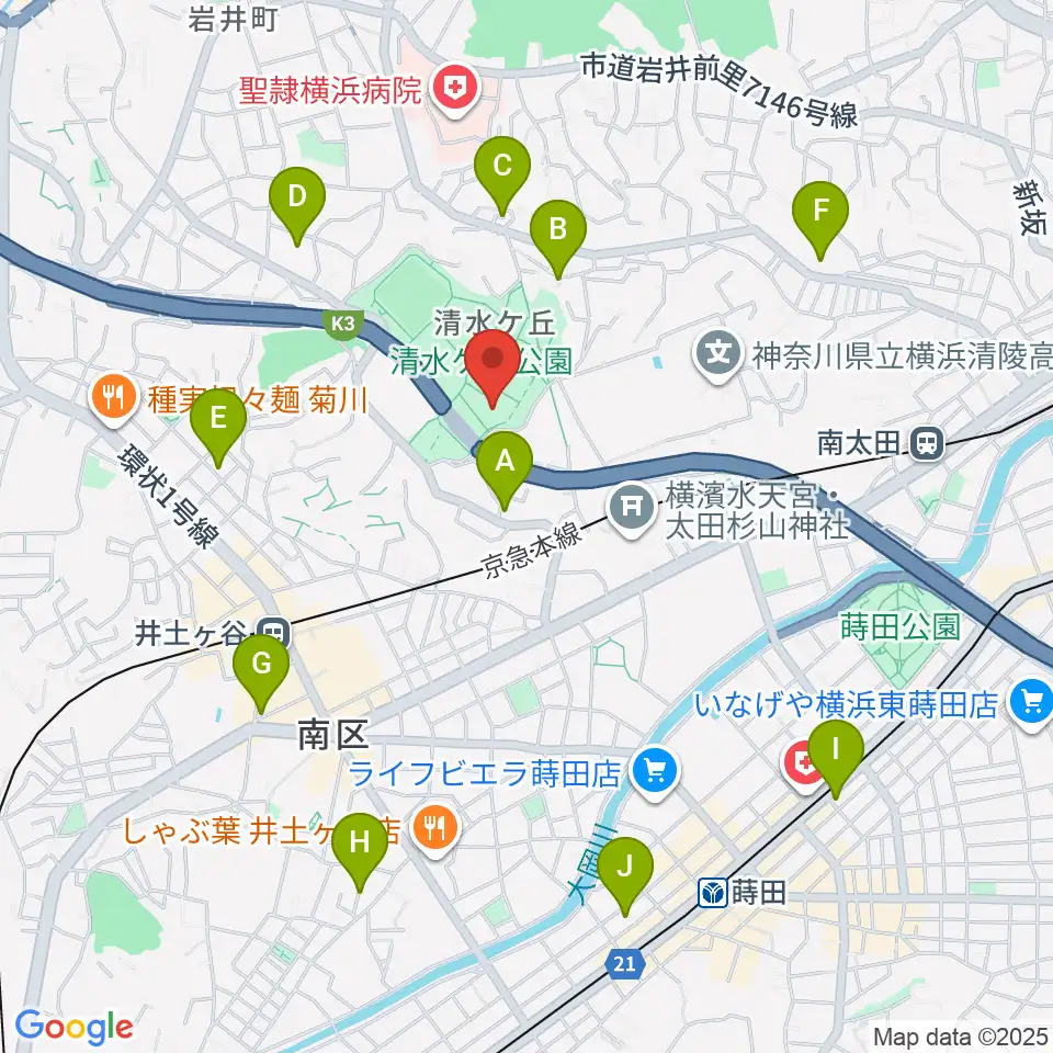 清水ケ丘公園体育館周辺のホテル一覧地図