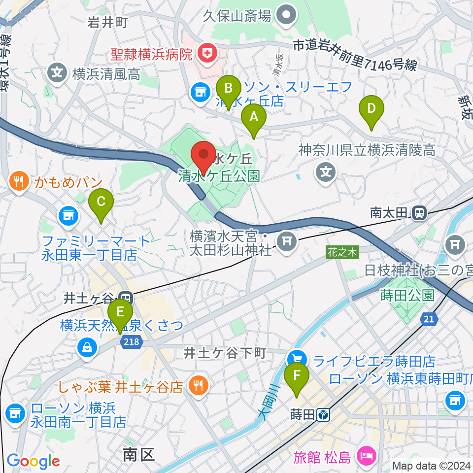 清水ケ丘公園プール周辺のホテル一覧地図