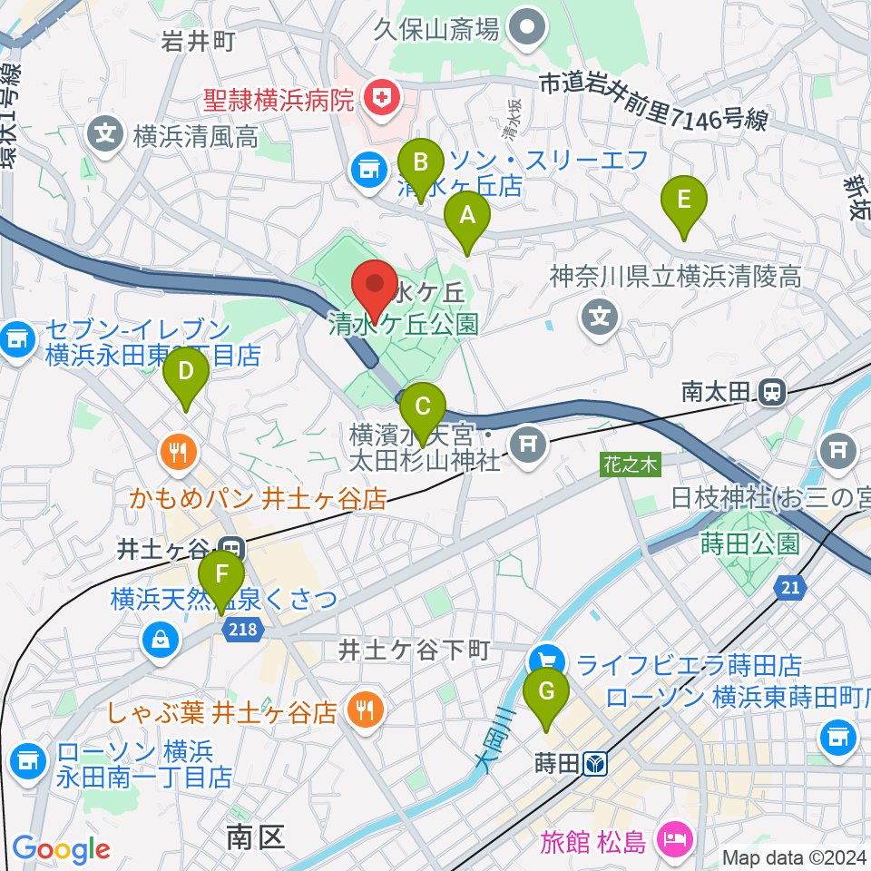 清水ケ丘公園プール周辺のホテル一覧地図