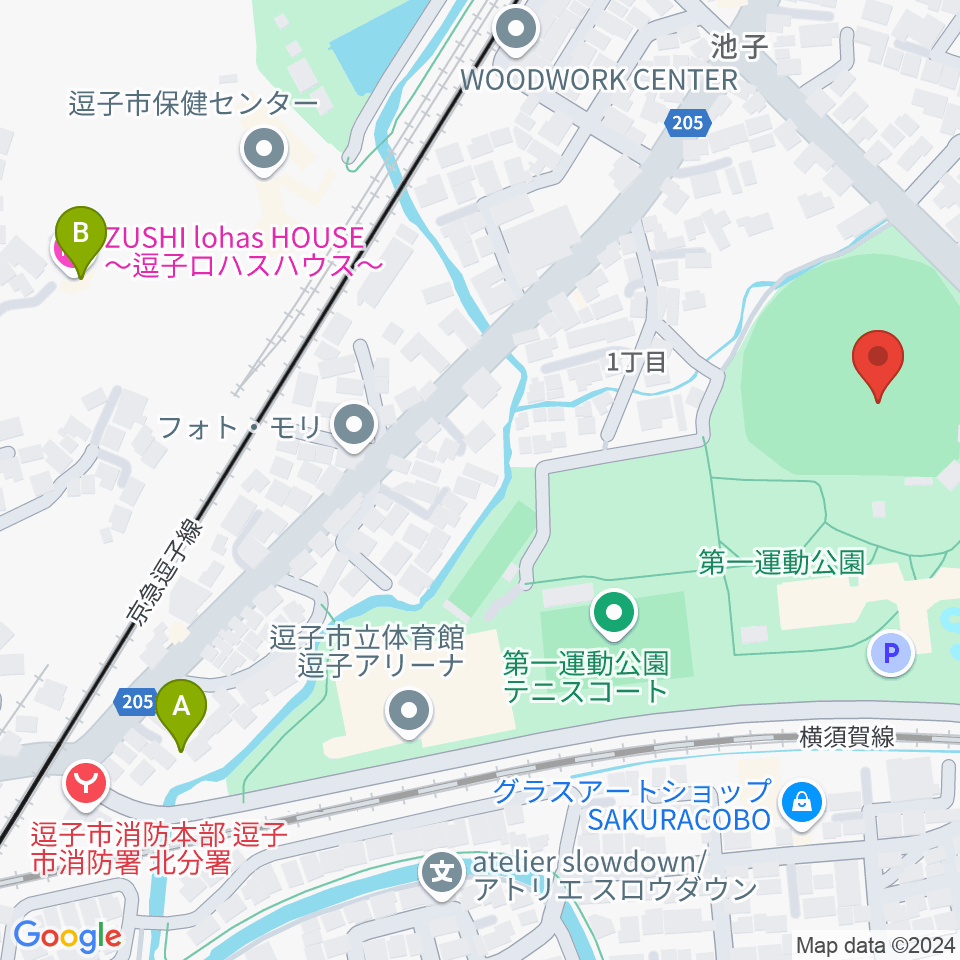 第一運動公園野球場周辺のホテル一覧地図