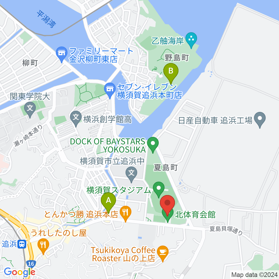 横須賀市北体育会館周辺のホテル一覧地図