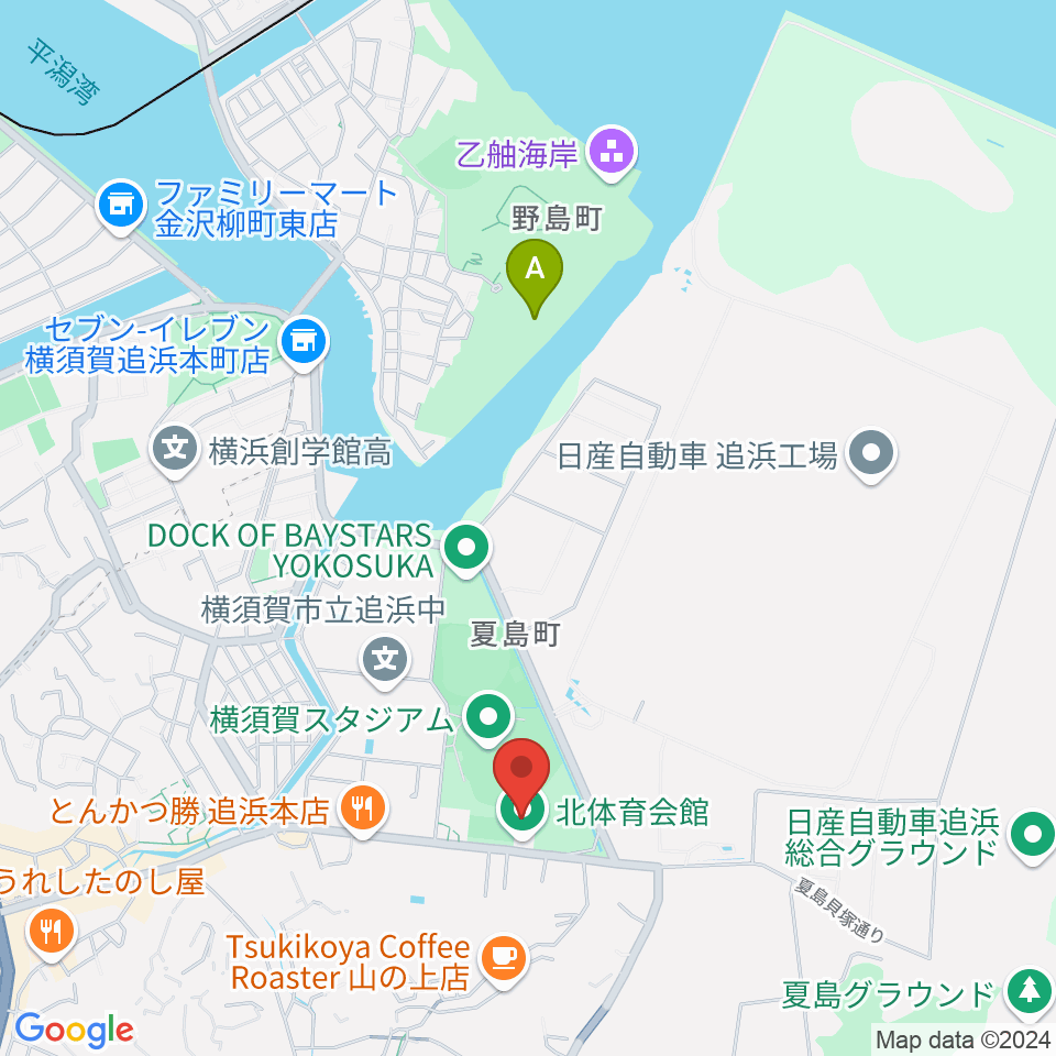 横須賀市北体育会館周辺のホテル一覧地図